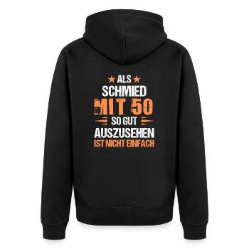 À 50 ans, beau forgeron - Veste à capuche bio Premium Unisexe - noir - Dos - Nico (187cm)