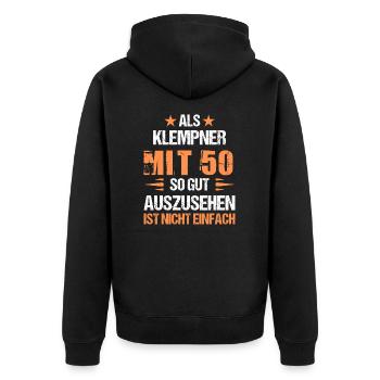With 50 handsome plumber - Unisex Premium Organic Zip Hoodie - black - Back - Nico (187cm)