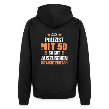 At 50 handsome cop - Unisex Premium Organic Zip Hoodie - black - Back - Nico (187cm)