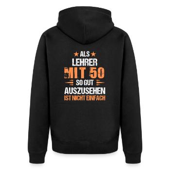 Mit 50 gut aussehender Lehrer - Unisex Premium Bio Zip Hoodie - Schwarz - Hinten - Nico (187cm)
