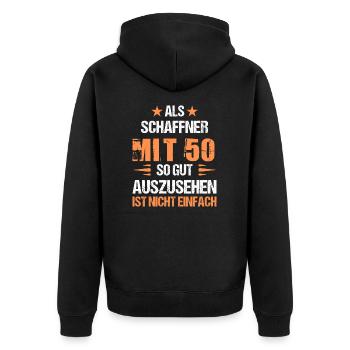 At 50 handsome conductor - Unisex Premium Organic Zip Hoodie - black - Back - Nico (187cm)
