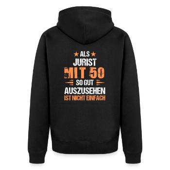 À 50 ans, bel avocat - Veste à capuche bio Premium Unisexe - noir - Dos - Nico (187cm)