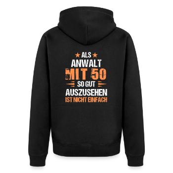 À 50 ans bel avocat - Veste à capuche bio Premium Unisexe - noir - Dos - Nico (187cm)