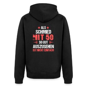 À 50 ans, beau forgeron - Veste à capuche bio Premium Unisexe - noir - Dos - Nico (187cm)