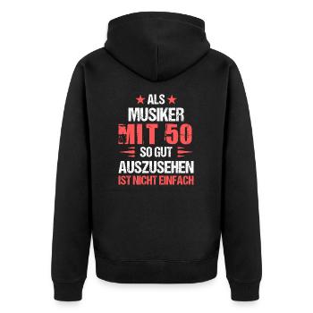 At 50 good-looking musician - Unisex Premium Organic Zip Hoodie - black - Back - Nico (187cm)