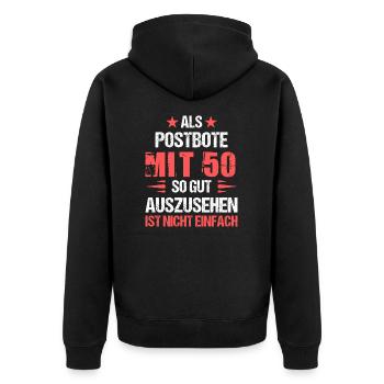 À 50 ans, beau facteur - Veste à capuche bio Premium Unisexe - noir - Dos - Nico (187cm)