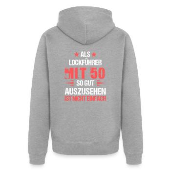 Avec 50 beaux leurres - Veste à capuche bio Premium Unisexe - gris chiné - Dos - Nico (187cm)