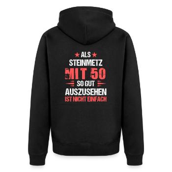 At 50 handsome stonemason - Unisex Premium Organic Zip Hoodie - black - Back - Nico (187cm)