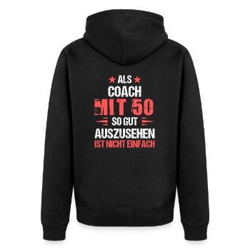 Good-looking coach at 50 - Unisex Premium Organic Zip Hoodie - black - Back - Nico (187cm)