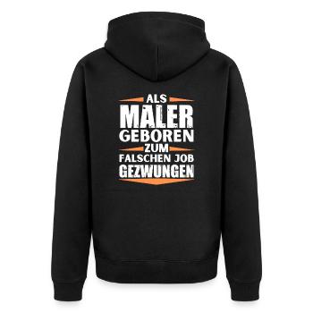 Maler im falschen Job gelandet - Unisex Premium Bio Zip Hoodie - Schwarz - Hinten - Nico (187cm)