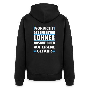 Ne parlez pas à Lohner stressé ! - Veste à capuche bio Premium Unisexe - noir - Dos - Nico (187cm)