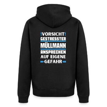 Ne parlez pas à un éboueur stressé ! - Veste à capuche bio Premium Unisexe - noir - Dos - Nico (187cm)