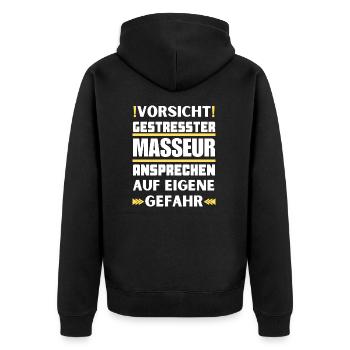Ne parlez pas à un masseur stressé ! - Veste à capuche bio Premium Unisexe - noir - Dos - Nico (187cm)