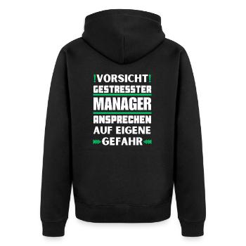 Ne parlez pas à un manager stressé ! - Veste à capuche bio Premium Unisexe - noir - Dos - Nico (187cm)