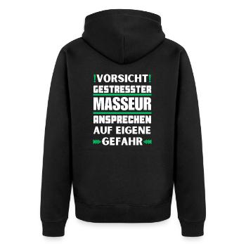 Ne parlez pas à un masseur stressé ! - Veste à capuche bio Premium Unisexe - noir - Dos - Nico (187cm)