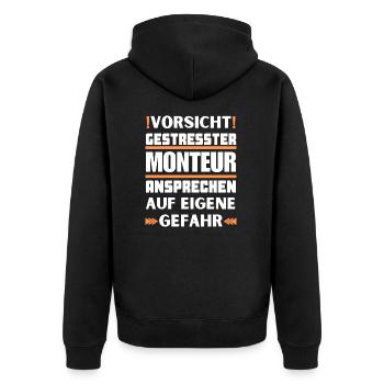 Ne parlez pas à un installateur stressé ! - Veste à capuche bio Premium Unisexe - noir - Dos - Nico (187cm)