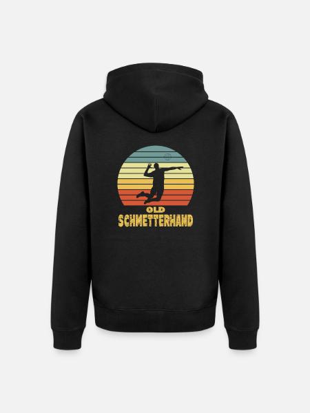 Old Schmetterhand Volleyball - Unisex Premium Bio Zip Hoodie - Schwarz