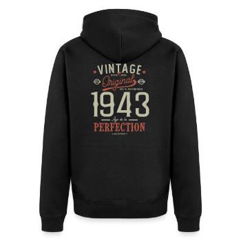 Age of Perfection 1943, Anniversary 79 years - Unisex Premium Organic Zip Hoodie - black - Back - Nico (187cm)