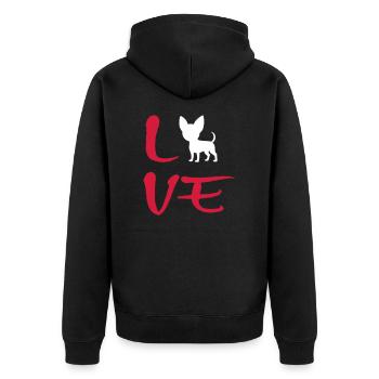 Chihuahua LOVE dog gift idea - Unisex Premium Organic Zip Hoodie - black - Back - Nico (187cm)