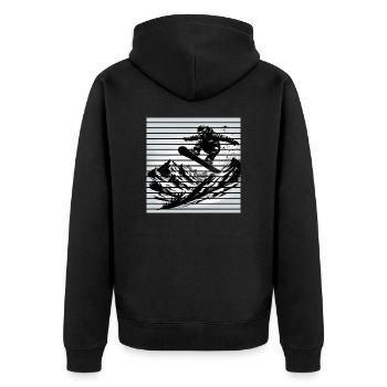 Snowboarder - Unisex Premium Bio Zip Hoodie - Schwarz - Hinten - Nico (187cm)