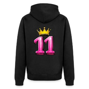 11 Zahl Krone - Unisex Premium Bio Zip Hoodie - Schwarz - Hinten - Nico (187cm)