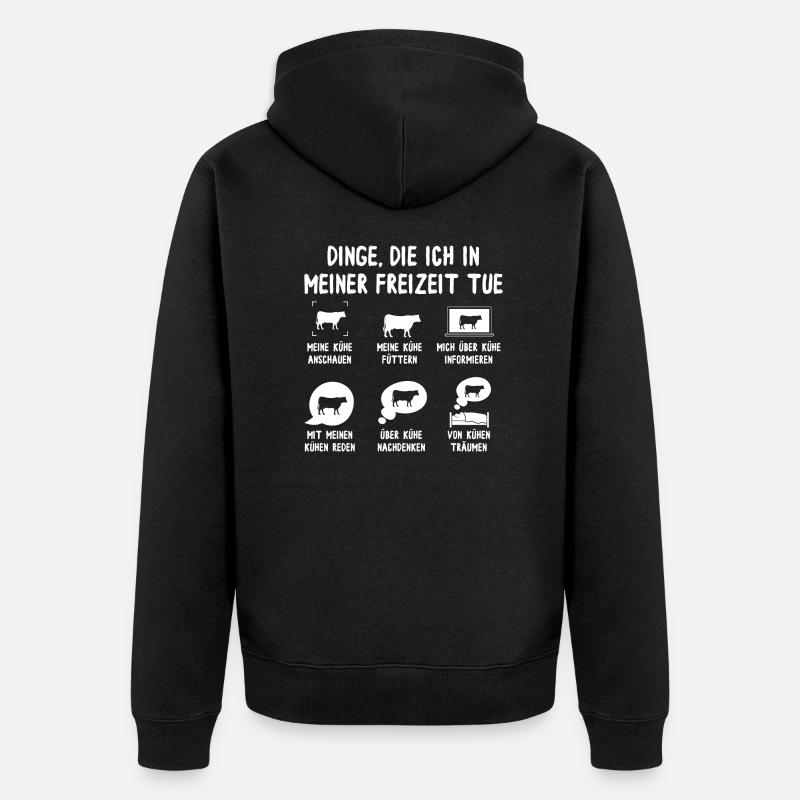 Meine Freizeit mit Kühen - Unisex Premium Bio Zip Hoodie - Schwarz
