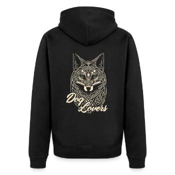 dog lovers, illustration, Dog Lovers. - Unisex Premium Organic Zip Hoodie - black - Back - Nico (187cm)