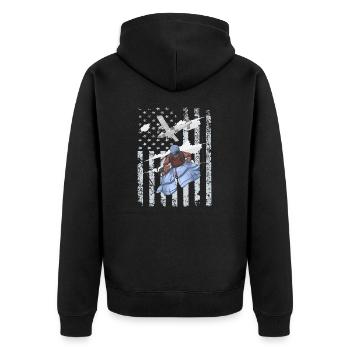 Cool Skydiving Jumping, Skydiver American Flag - Unisex Premium Organic Zip Hoodie - black - Back - Nico (187cm)