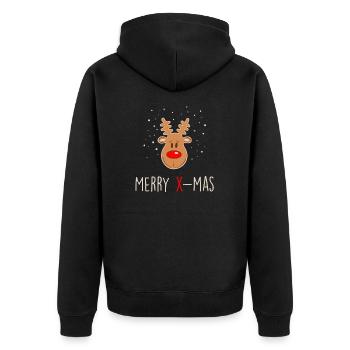 Rentier Merry X-mas - Christmas Humor - Unisex Premium Bio Zip Hoodie - Schwarz - Hinten - Nico (187cm)