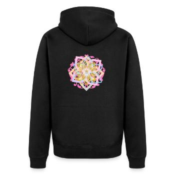 Mandala - Unisex Premium Bio Zip Hoodie - Schwarz - Hinten - Nico (187cm)