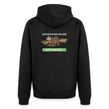 Fauler Faulenzer Relax Faultier Spruch Motivation - Unisex Premium Bio Zip Hoodie - Schwarz - Hinten - Nico (187cm)