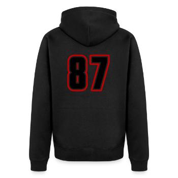 87 Number Symbol - Unisex Premium Organic Zip Hoodie - black - Back - Nico (187cm)