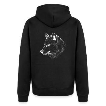 Der kalte Wolf - Unisex Premium Bio Zip Hoodie - Schwarz - Hinten - Nico (187cm)