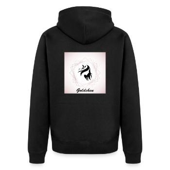 Goldchen Frau - Unisex Premium Bio Zip Hoodie - Schwarz - Hinten - Nico (187cm)