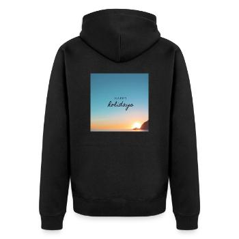 Happy Holidays! - Unisex Premium Bio Zip Hoodie - Schwarz - Hinten - Nico (187cm)