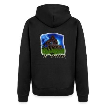 Bigger it Better - Oni Krieger Charakter - Unisex Premium Bio Zip Hoodie - Schwarz - Hinten - Nico (187cm)