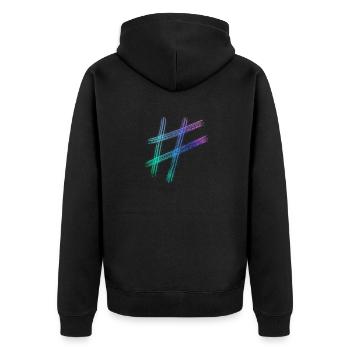 hashtag - Unisex Premium Bio Zip Hoodie - Schwarz - Hinten - Nico (187cm)