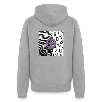Jung & Bizarre - Unisex Premium Bio Zip Hoodie - Grau meliert - Hinten - Nico (187cm)