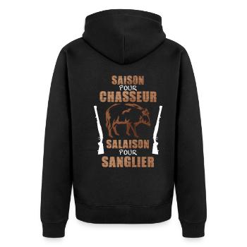 Saison Pour Chasseur Salaison Pour Sanglier - Veste à capuche bio Premium Unisexe - noir - Dos - Nico (187cm)