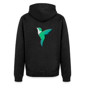Kolibri - Unisex Premium Bio Zip Hoodie - Schwarz - Hinten - Nico (187cm)