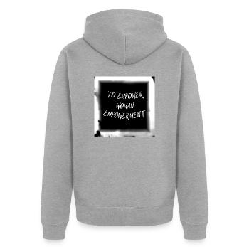 Frauen Bewegung - Unisex Premium Bio Zip Hoodie - Grau meliert - Hinten - Nico (187cm)