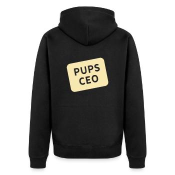 Pups CEO - Unisex Premium Bio Zip Hoodie - Schwarz - Hinten - Nico (187cm)