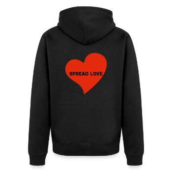 Logo Spread Love en forme de cœur - Veste à capuche bio Premium Unisexe - noir - Dos - Nico (187cm)