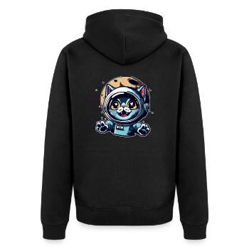 Space Cat to Moon - Unisex Premium Organic Zip Hoodie - black - Back - Nico (187cm)