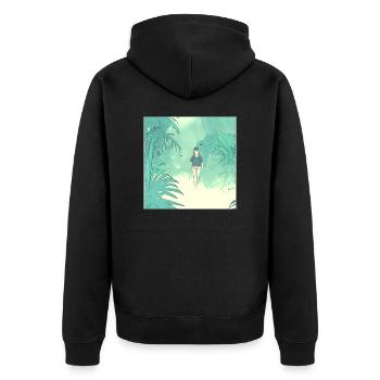 In the Jungle - Unisex Premium Bio Zip Hoodie - Schwarz - Hinten - Nico (187cm)