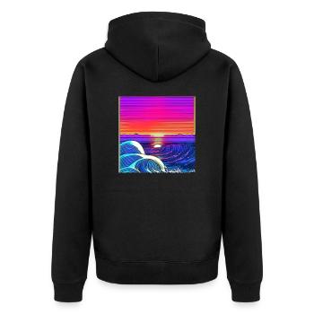 The Waves - Unisex Premium Bio Zip Hoodie - Schwarz - Hinten - Nico (187cm)