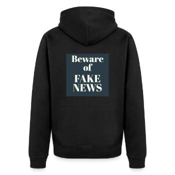 FAKE NEWS Conception de texte - Veste à capuche bio Premium Unisexe - noir - Dos - Nico (187cm)