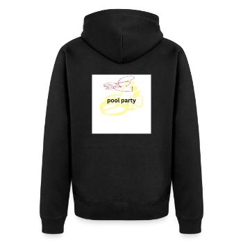 pool party - Unisex Premium Bio Zip Hoodie - Schwarz - Hinten - Nico (187cm)