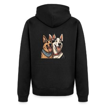 Schäferhund & Husky in Liebe - Unisex Premium Bio Zip Hoodie - Schwarz - Hinten - Nico (187cm)