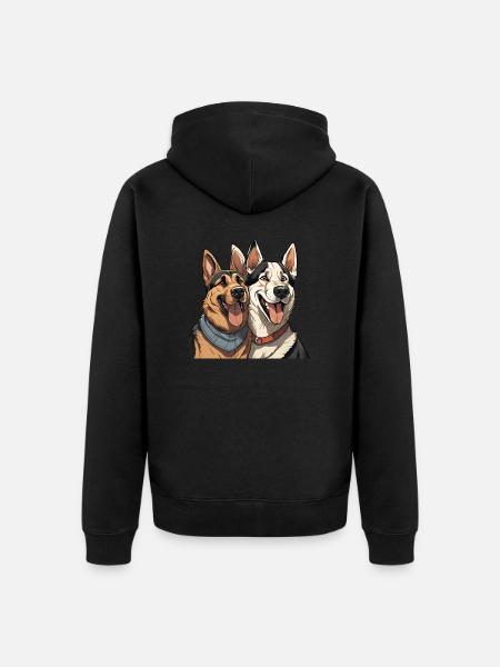 Schäferhund & Husky in Liebe - Unisex Premium Bio Zip Hoodie - Schwarz
